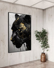 Black panther with gold texture - Textilspannrahmen