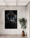 Panther with blue eyes- Textilspannrahmen